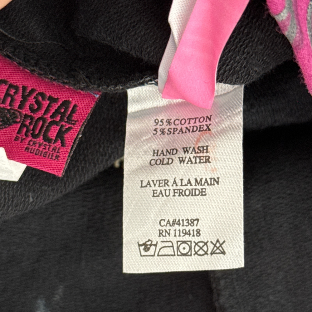 Christian Audigier Y2K Jacket Womens XS Crystal Rock Rhinestone Hair Hoodie NEW - Picture 9 of 12